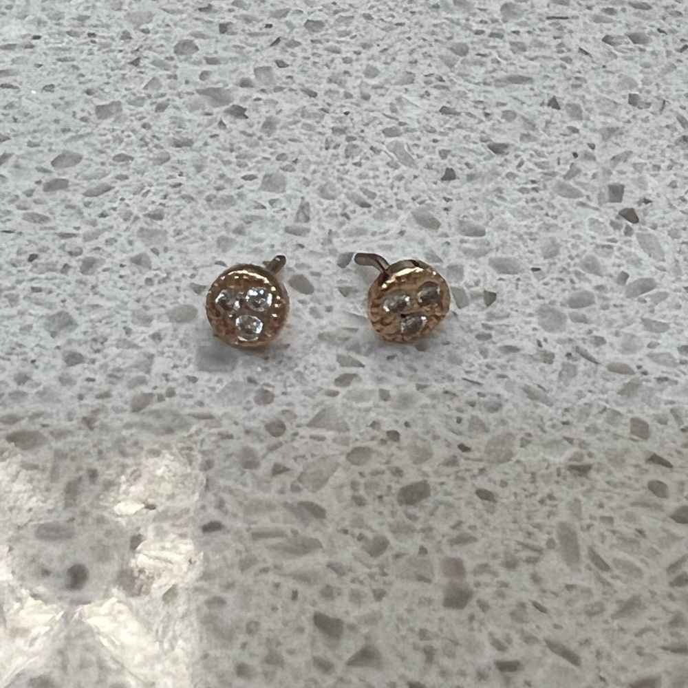 Bvla rose gold and genuine diamond pave disc